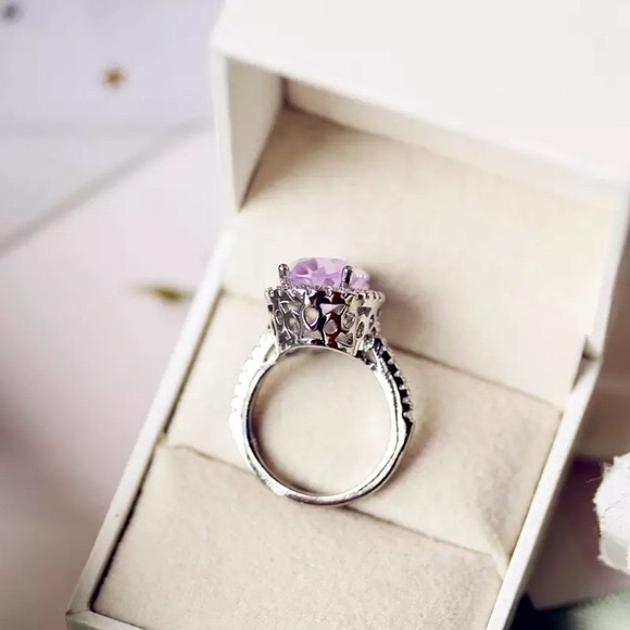 Amethyst Diamond Engagement/Promise Statement Ring - Picture 2 of 5